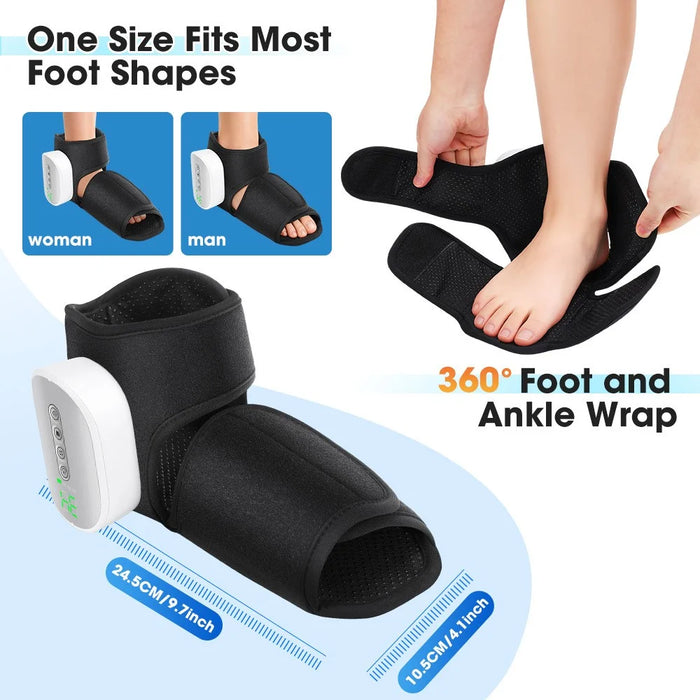 1Pc Electric Heated Foot Massager Airbag Compression Ankle Heat Therapy Device - Black - 3