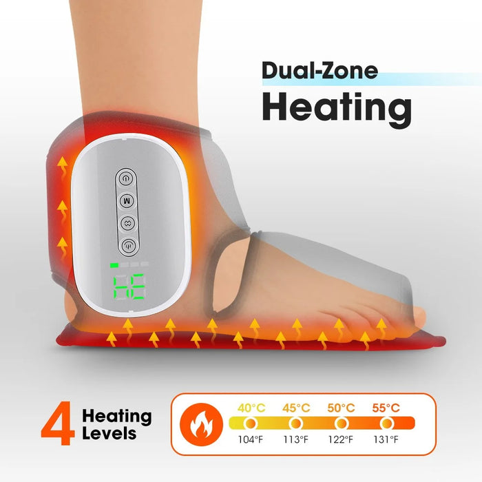 1Pc Electric Heated Foot Massager Airbag Compression Ankle Heat Therapy Device - Black - 5