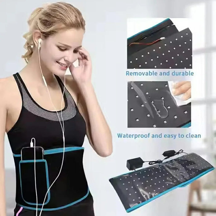 105 LEDs Red Light Therapy Belt 660nm+850nm Dual Spectrum 5 Modes Infrared Phototherapy Wrap - Blue Edge - 4