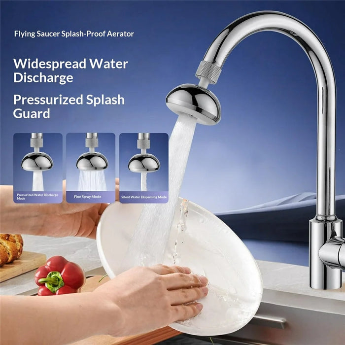Faucet Aerator 3-Mode 360 Degree Rotate Tap Aerator Anti-Splash Pressure Boosting Bubbler - 2