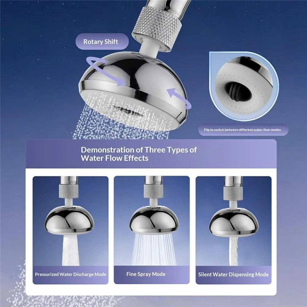 Faucet Aerator 3-Mode 360 Degree Rotate Tap Aerator Anti-Splash Pressure Boosting Bubbler - 3