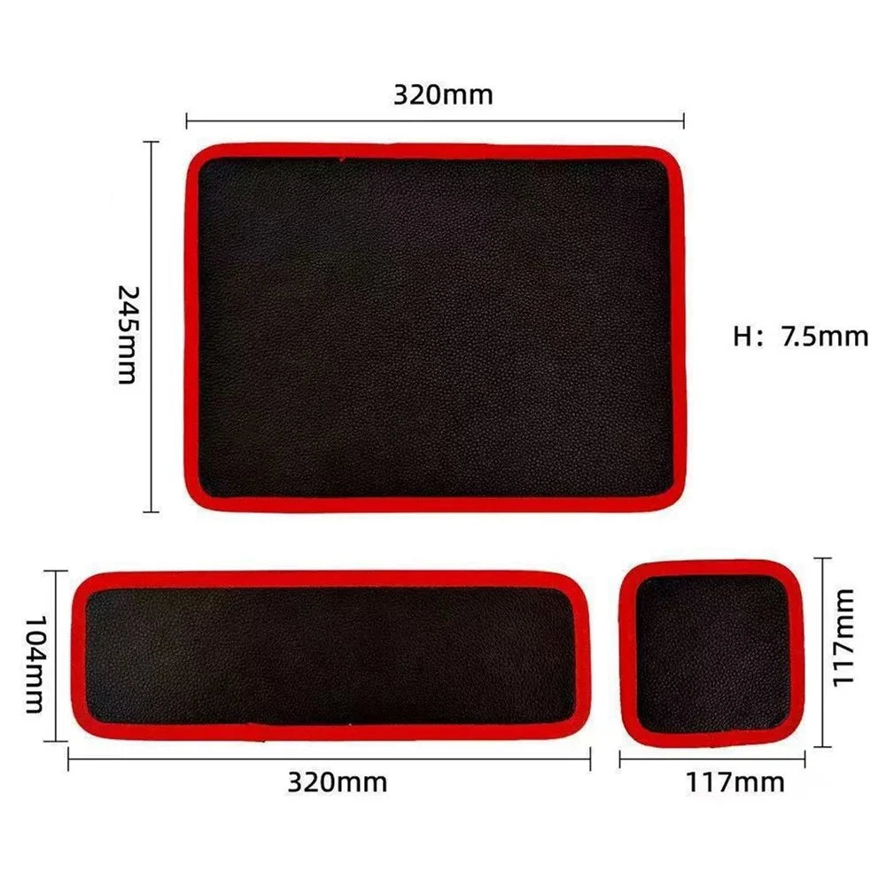 3Pcs Flexible PVC Double-Sided Magnetic Tool Mat Set Strong Grip for Workshop - Black+Red - 7