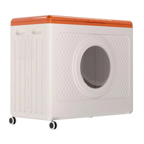 Foldable Storage Box with Wheels Large Capacity Flip-top Organizer - Orange - 1