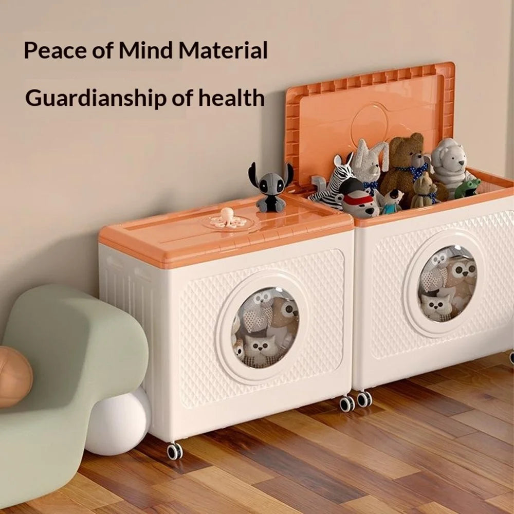 Foldable Storage Box with Wheels Large Capacity Flip-top Organizer - Orange - 4