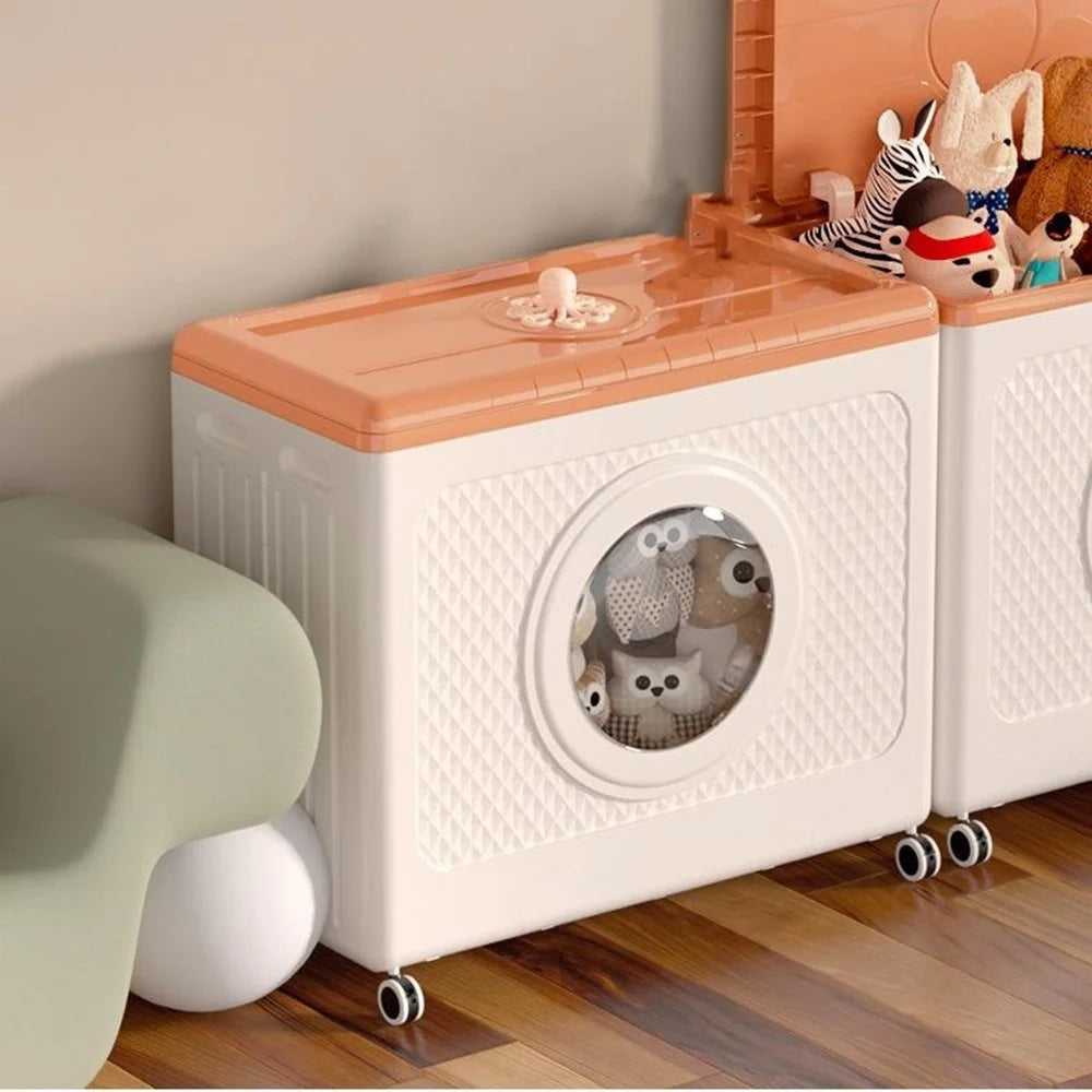 Foldable Storage Box with Wheels Large Capacity Flip-top Organizer - Orange - 7