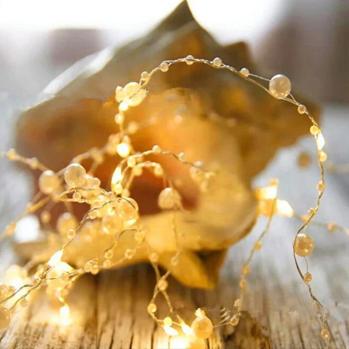 10m 100 LED Xmas Wedding Party Battery Operated Decorative Artificial Pearl String Light - 6
