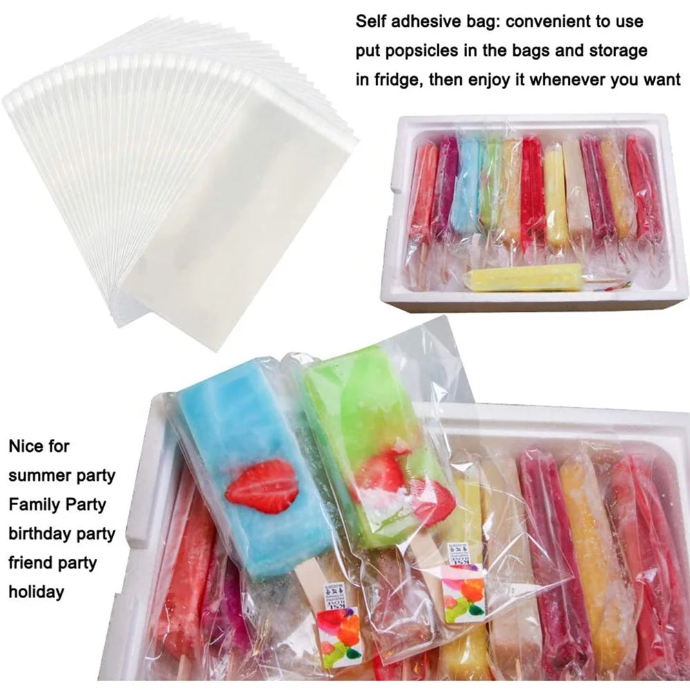 10-Grid Silicone Ice Lolly Mold Tray BPA Free DIY Mould with 50 Wooden Sticks (without FDA Certificate) - Red - 6