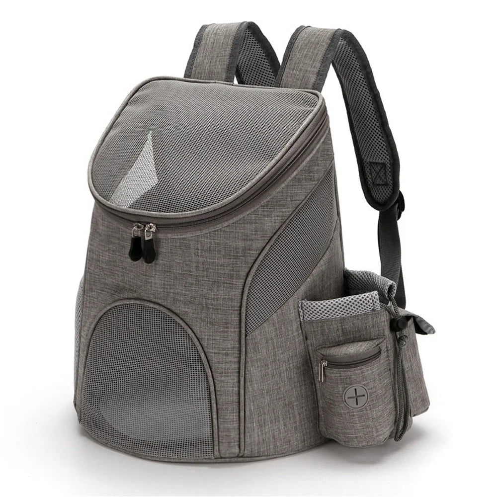 Foldable Pet Cat Carrier Bag Breathable Travel Outdoor Multifunctional Backpack, Size S - Grey - 1