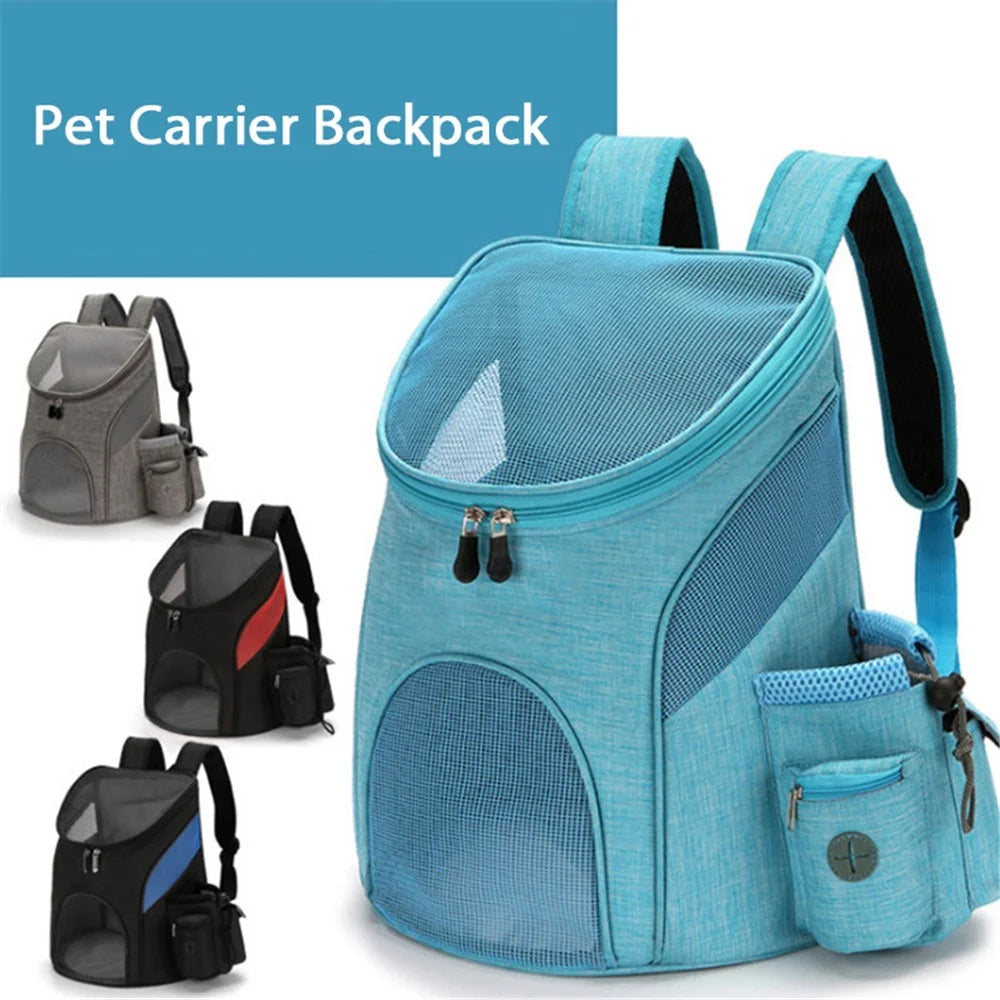 Foldable Cat Puppy Carrier Multifunctional Pet Bag Backpack Outdoor Travel Pet Supply, Size L - Blue/Black - 3