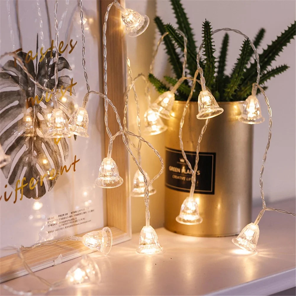 2m 10 LED String Light Bell Shape Christmas Lamp Wedding Holiday Party Xmas Tree Decoration - Warm White - 2