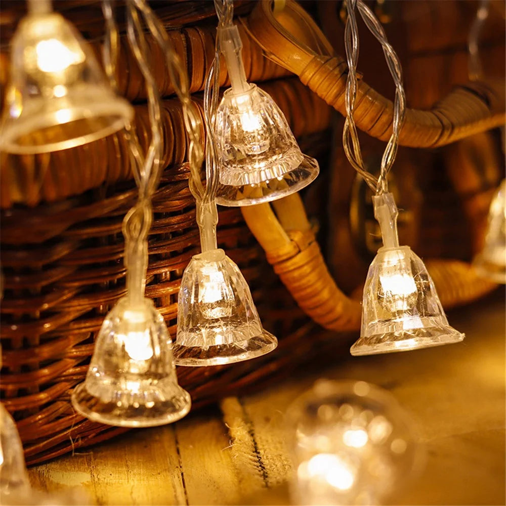 2m 10 LED String Light Bell Shape Christmas Lamp Wedding Holiday Party Xmas Tree Decoration - Warm White - 5