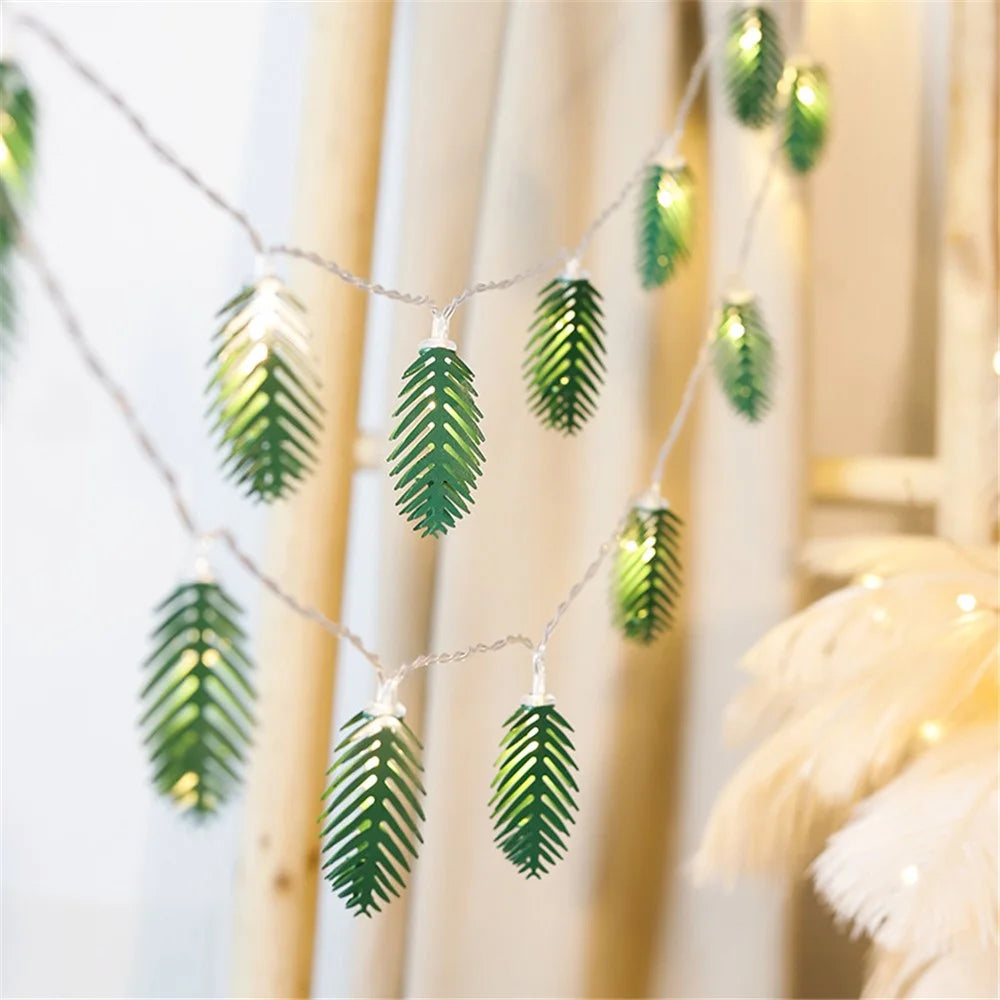 2m 10 LED Nordic Decorative Simulation Pine Needle Leaves String Light Lighting Ornament for Garden Wedding Christmas - 7