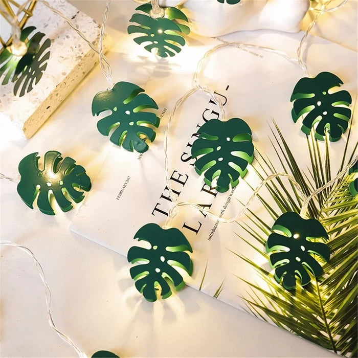 3m 20-LED Simulation Monstera Leaves Wedding Christmas LED Light String Nordic Party Decoration - 3
