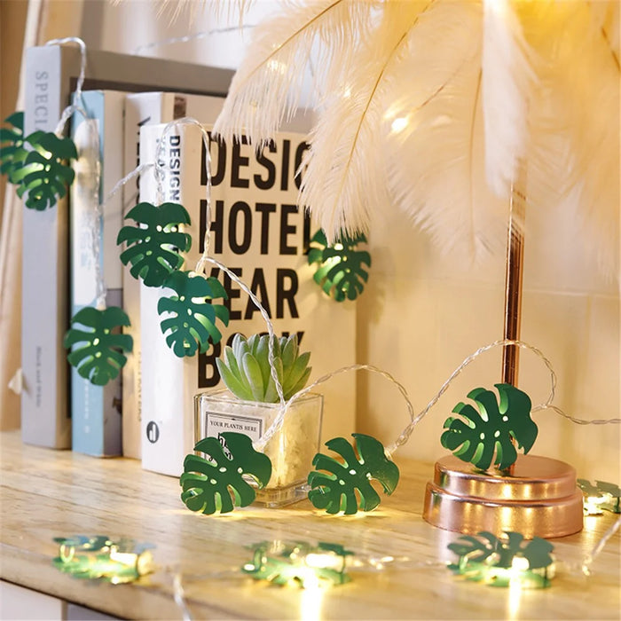 3m 20-LED Simulation Monstera Leaves Wedding Christmas LED Light String Nordic Party Decoration - 4