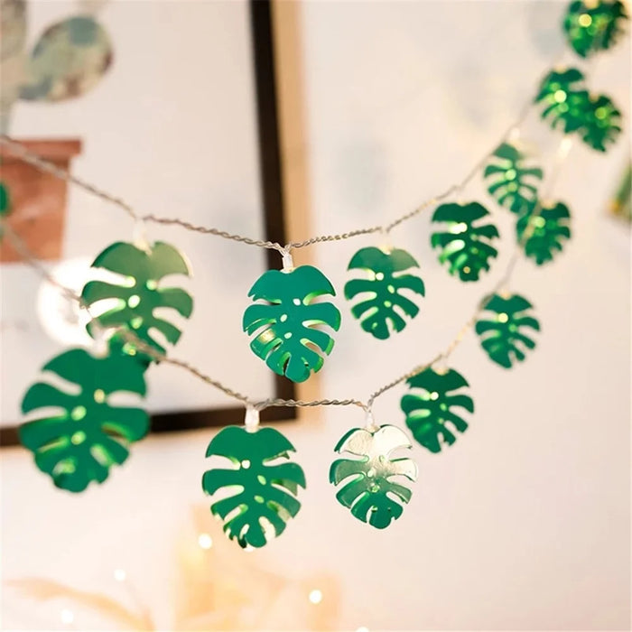 1.5m 10-LED Nordic Artificial Monstera Leaves LED Light String Wedding Christmas Decor - 2