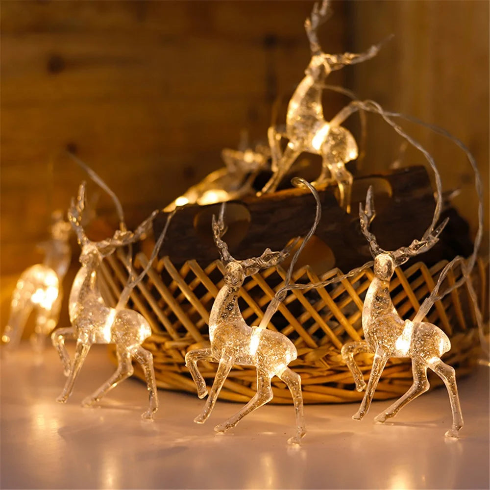 2m 10 LED Christmas Elk String Light Battery Operated Indoor Outdoor Holiday Decor - 1