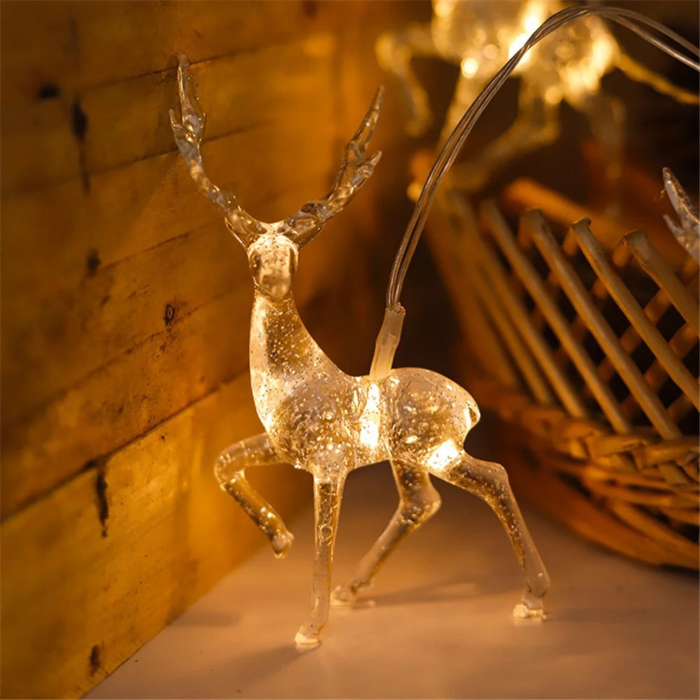 2m 10 LED Christmas Elk String Light Battery Operated Indoor Outdoor Holiday Decor - 2
