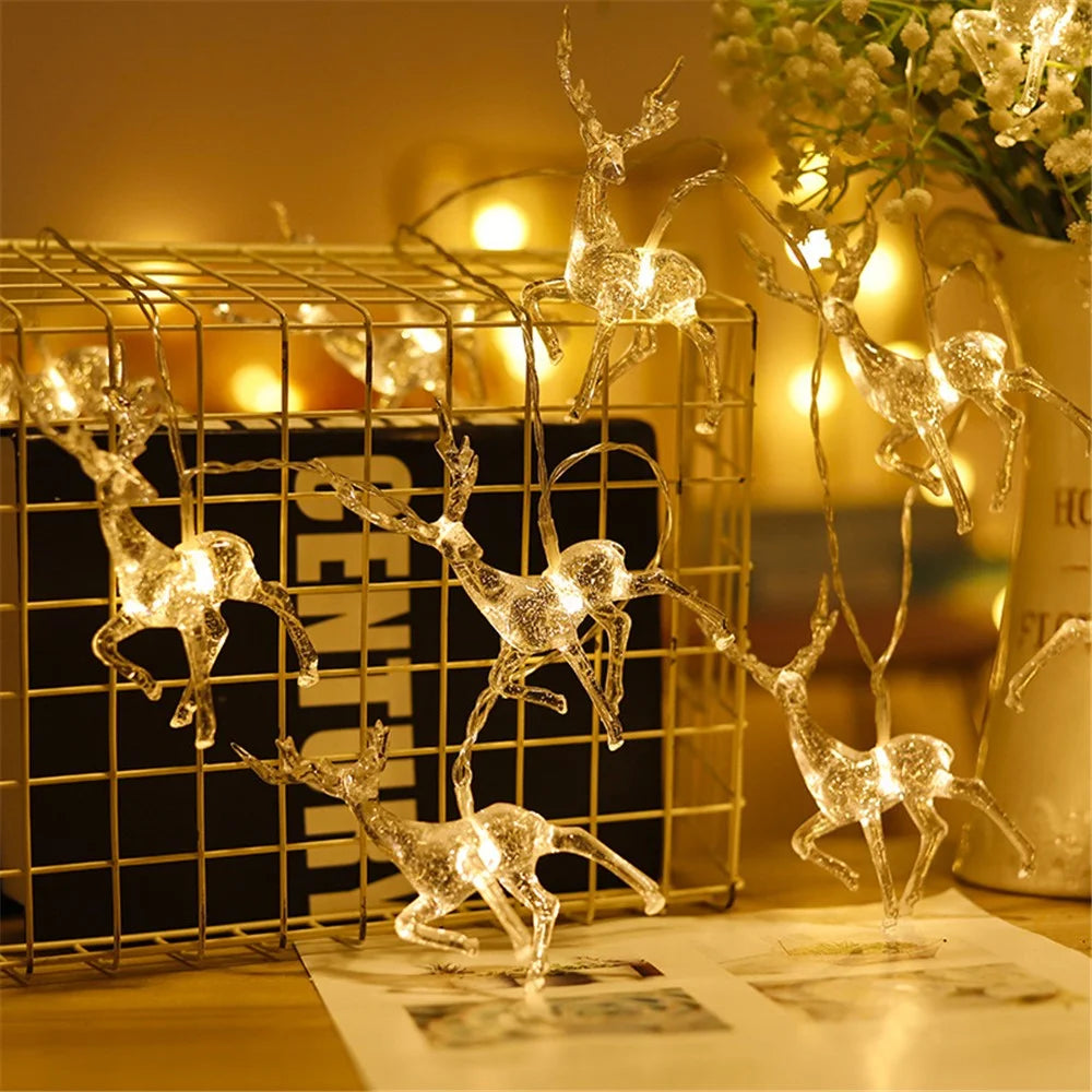 2m 10 LED Christmas Elk String Light Battery Operated Indoor Outdoor Holiday Decor - 3