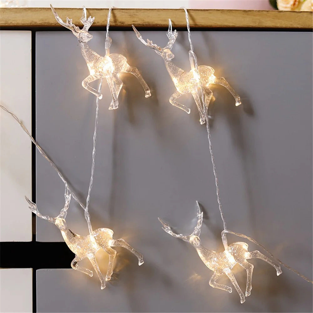 2m 10 LED Christmas Elk String Light Battery Operated Indoor Outdoor Holiday Decor - 4
