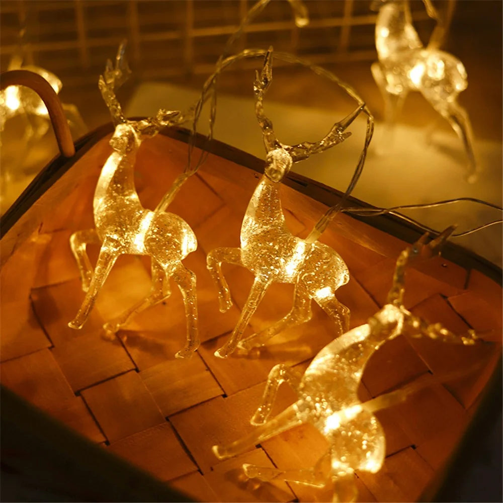 2m 10 LED Christmas Elk String Light Battery Operated Indoor Outdoor Holiday Decor - 5
