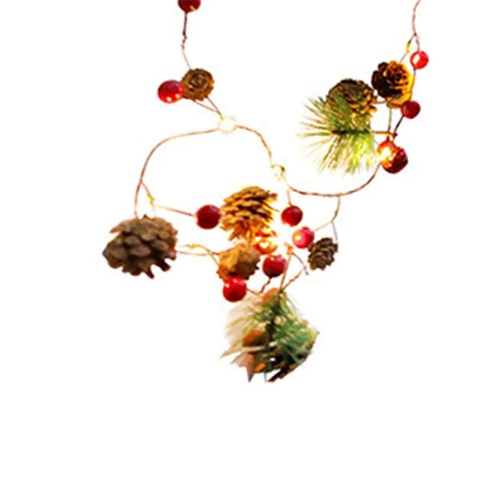 2m 20 LED Artificial Pine Cone Red Fruit Christmas Tree Light String Copper Wire Fairy Lamp - 3