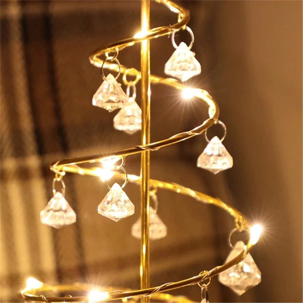 Crystal LED Christmas Tree Light Xmas Decoration Table Lamp Copper Wire Night Light - Silver - 3