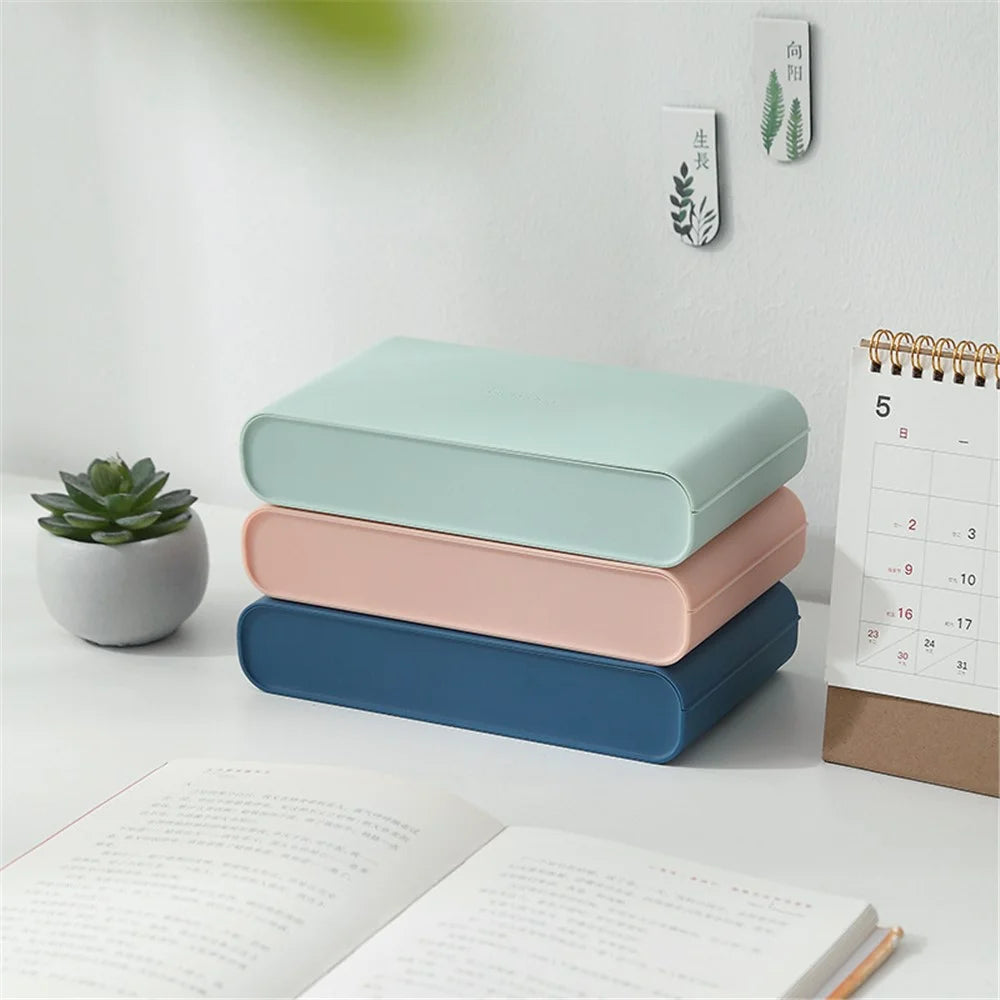 Large Size Disposable Face Mask Keeper Storage Box Dustproof Home Jewelry Tissue Paper Holder Case - Blue - 3