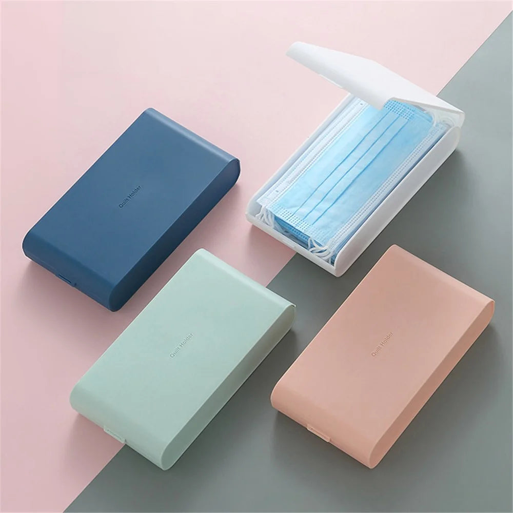 Large Size Disposable Face Mask Keeper Storage Box Dustproof Home Jewelry Tissue Paper Holder Case - Blue - 4