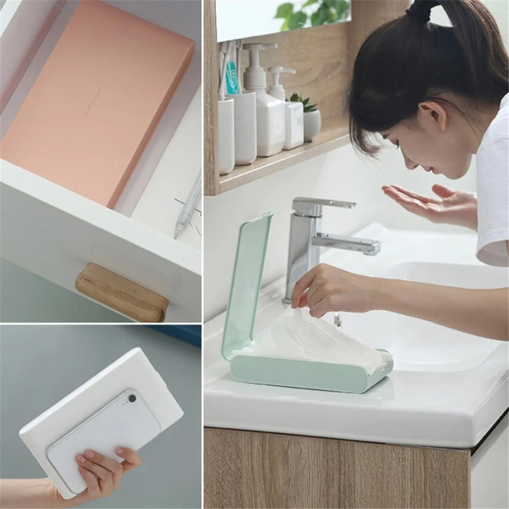Large Size Disposable Face Mask Keeper Storage Box Dustproof Home Jewelry Tissue Paper Holder Case - Blue - 5