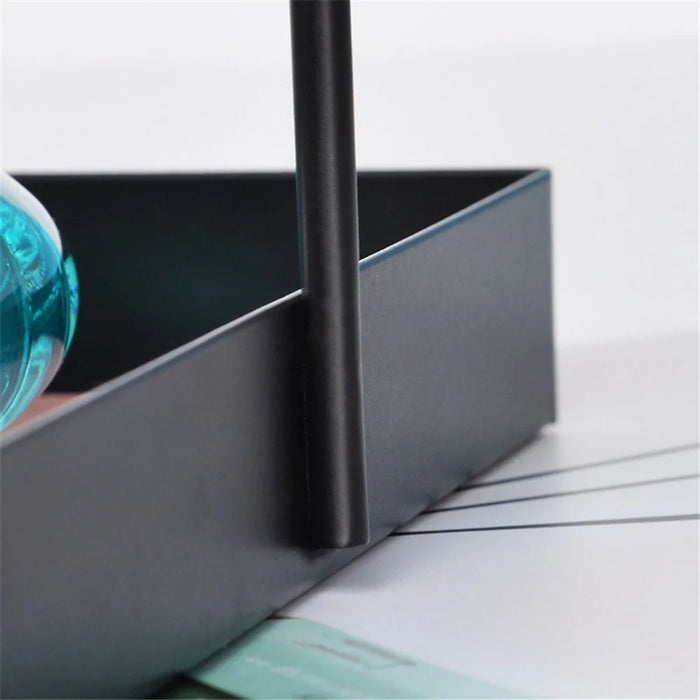Nordic Style Light Luxury Double Leather Metal Tray Cosmetic Storage Box Perfume Container Stand (Size: S) - Square - 3