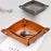 Bedside Organizer Desk Storage Plate Leather Catchall for Change Jewelry Key Phone Watch, Size L - Plain Texture/Matcha Green+Light Blue - 4