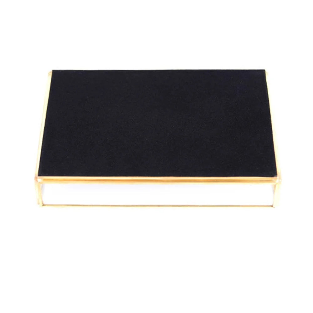 Nordic Style Rectangular Storage Tray Glass Copper Jewelry Box Container for Necklace Bracelet Earrings - Gold/Size S - 5