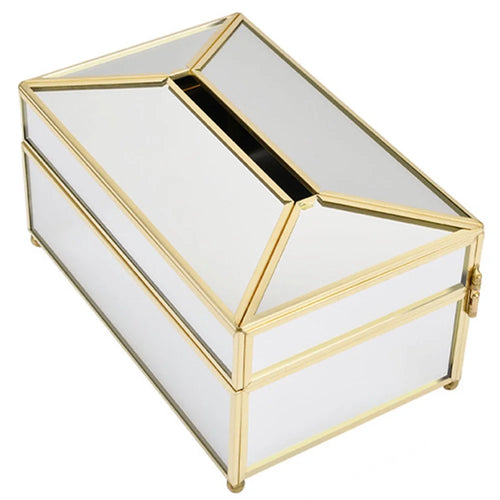 Tissue Box Decorative Golden Napkin Storage Box Decoration Facial Tissue Holder for Dresser Bathroom Bedroom Home Office - Mirror Surface//Size: S - 1