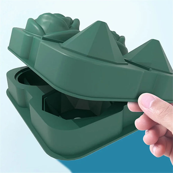 Rose and Diamond Shape Ice Cube Maker 4-grid Silicone Mold Tray for Chilling Cocktails Whiskey (No FDA Certificate) - Green - 7