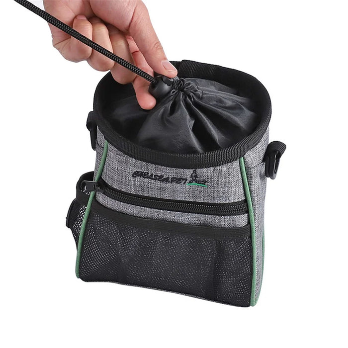 LDLC QS-059 Dog Treat Pouch Pet Hands-Free Training Waist Bag Drawstring Carries Pet Gift Toys Food Poop Bag Pouch - Light Grey - 4