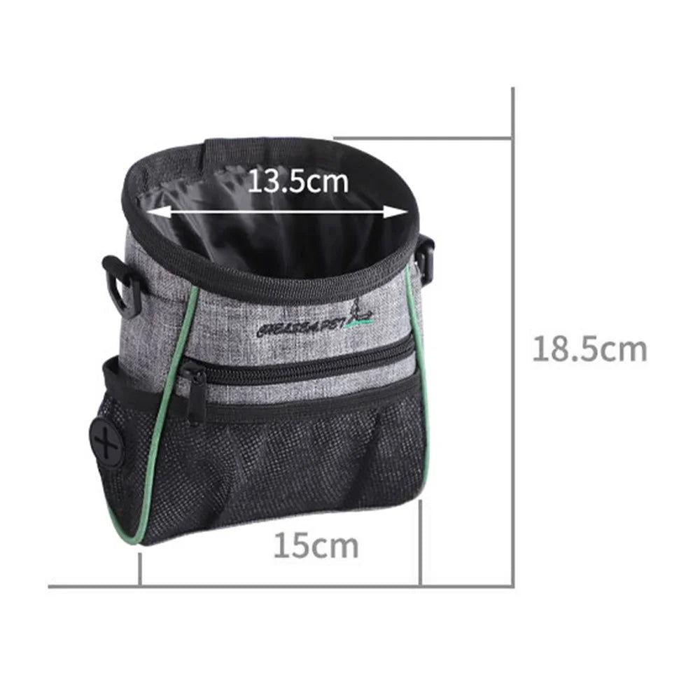 LDLC QS-059 Dog Treat Pouch Pet Hands-Free Training Waist Bag Drawstring Carries Pet Gift Toys Food Poop Bag Pouch - Light Grey - 6