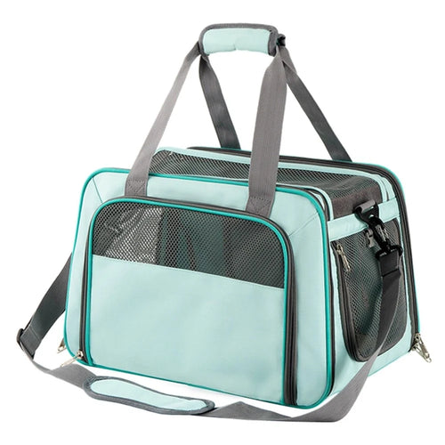 LDLC QS-064 Folding Pet Hand Bag Portable Dog Cat Shoulders Bag Breathable Pet Gift Carrier Case for Traveling - Sky Blue - 1