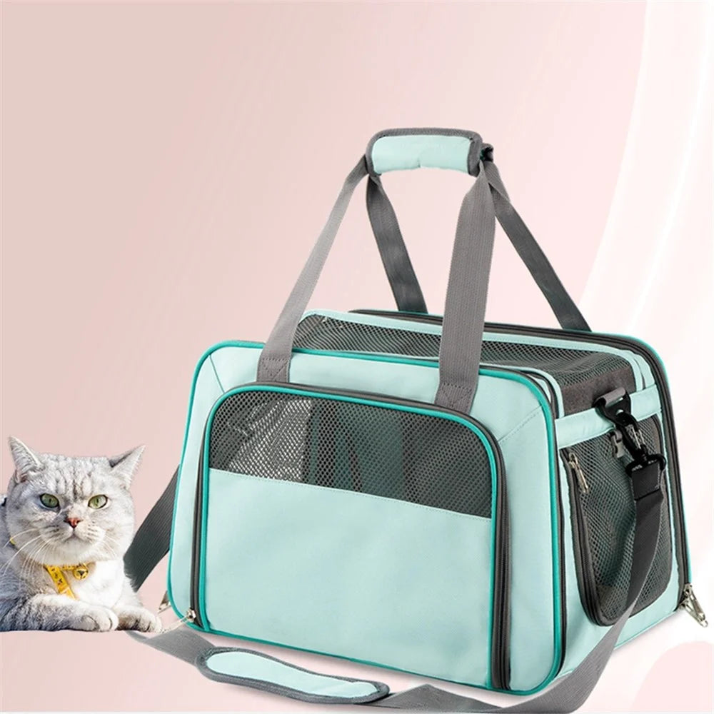 LDLC QS-064 Folding Pet Hand Bag Portable Dog Cat Shoulders Bag Breathable Pet Gift Carrier Case for Traveling - Sky Blue - 2