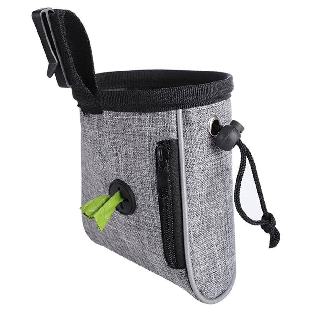 LDLC QS-060 Portable Dog Treat Bag Outdoor Dog Treat Pouch for Training Feeding Pet Gift Trainer Waist Bag for Dog Snacks - Light Grey - 4