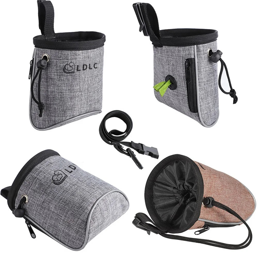 LDLC QS-060 Portable Dog Treat Bag Outdoor Dog Treat Pouch for Training Feeding Pet Gift Trainer Waist Bag for Dog Snacks - Light Grey - 5