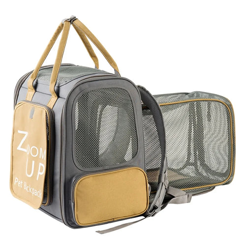 LDLC QS-094 Expandable Breathable Pet Gift Carrier Backpack Dog Cat Carrying Shoulders Bag - Dark Grey - 1