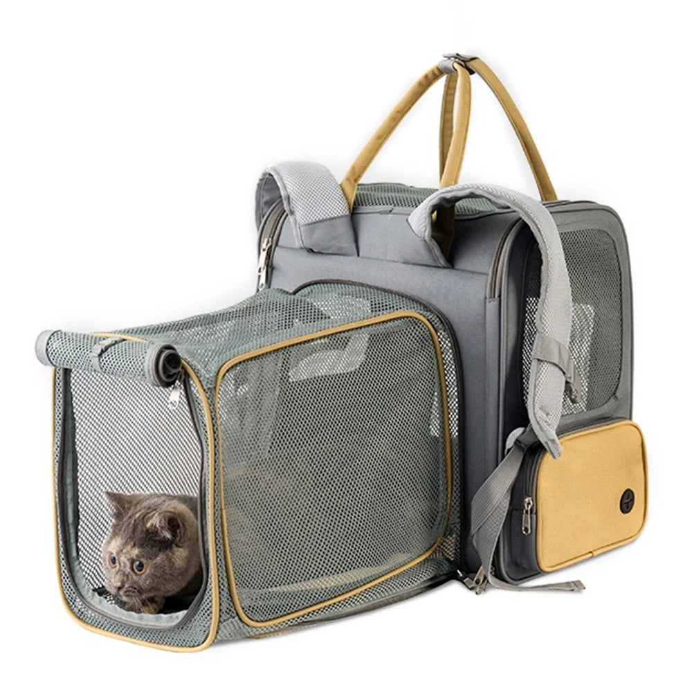 LDLC QS-094 Expandable Breathable Pet Gift Carrier Backpack Dog Cat Carrying Shoulders Bag - Dark Grey - 2