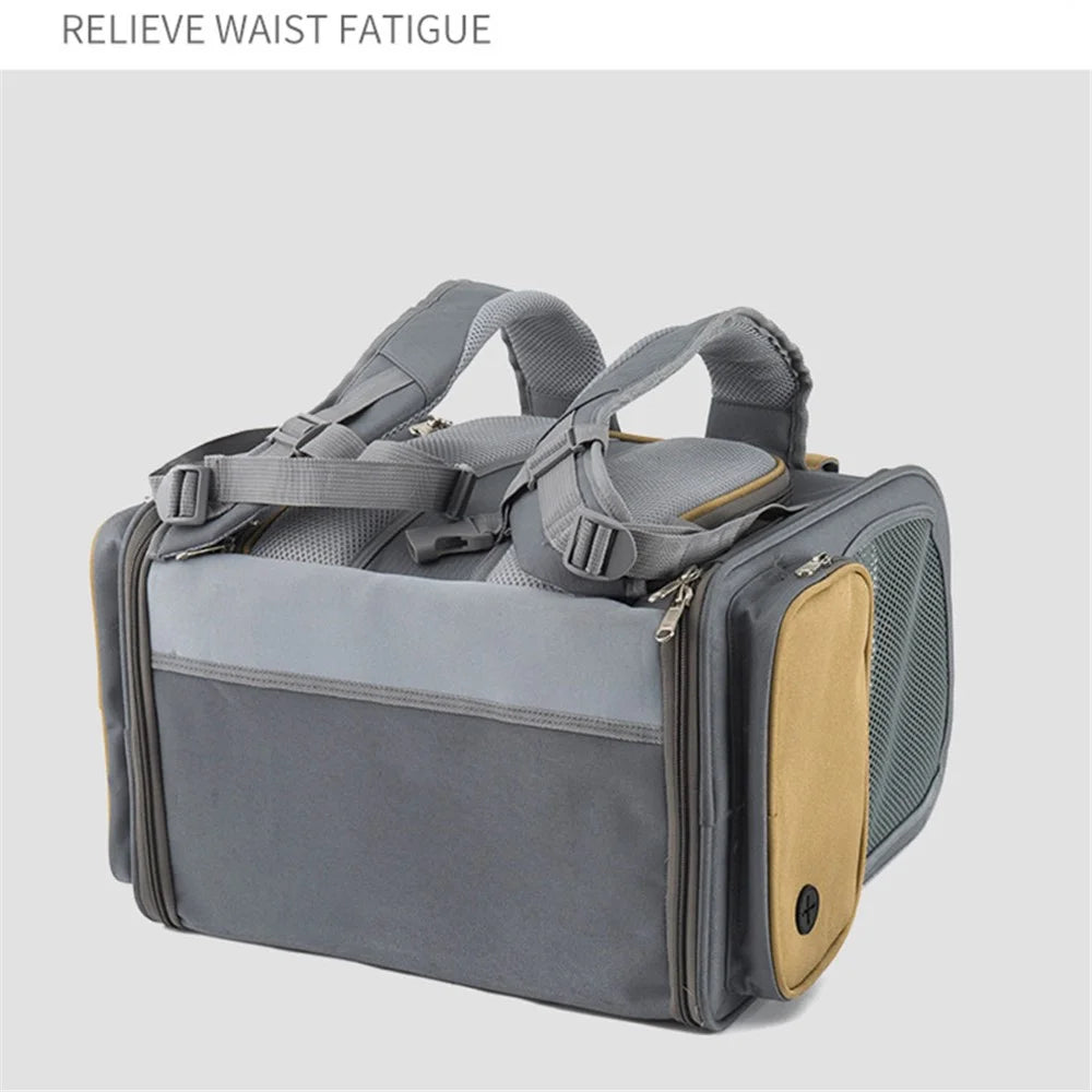 LDLC QS-094 Expandable Breathable Pet Gift Carrier Backpack Dog Cat Carrying Shoulders Bag - Dark Grey - 3