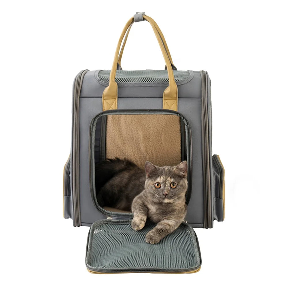 LDLC QS-094 Expandable Breathable Pet Gift Carrier Backpack Dog Cat Carrying Shoulders Bag - Dark Grey - 4