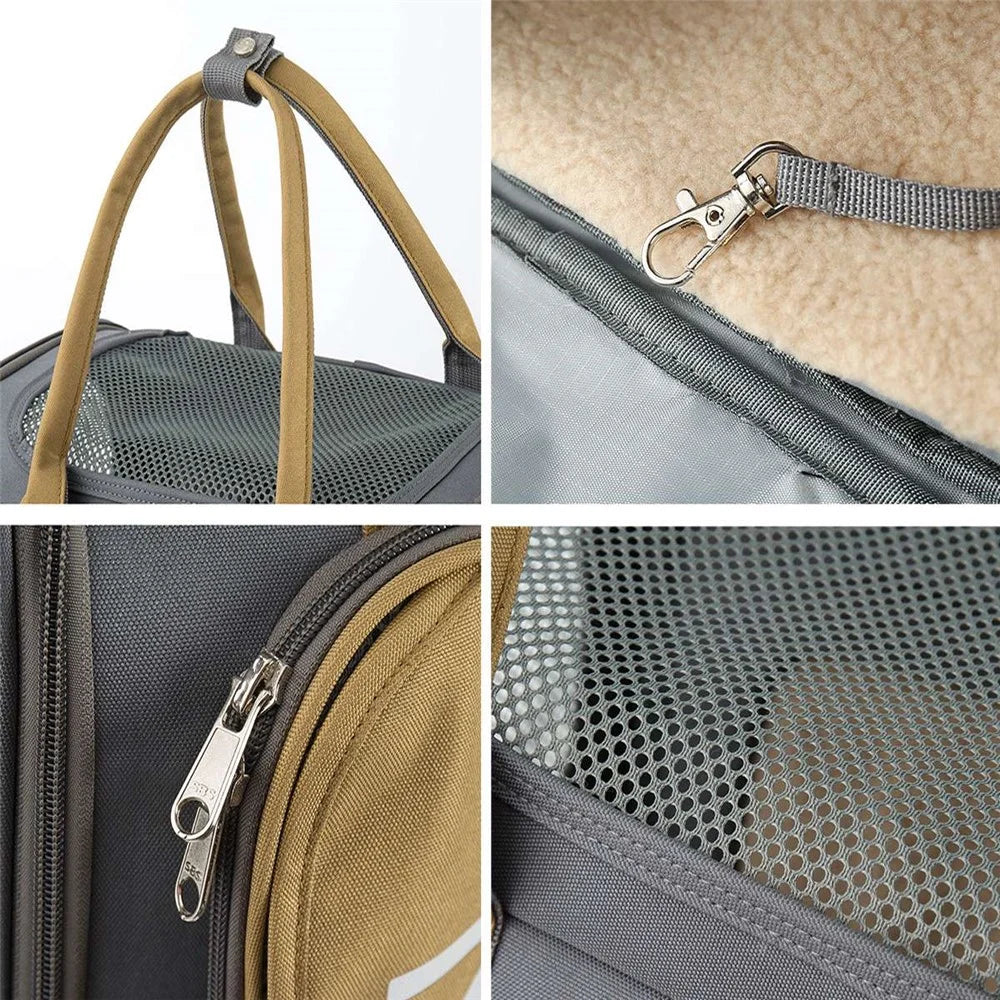 LDLC QS-094 Expandable Breathable Pet Gift Carrier Backpack Dog Cat Carrying Shoulders Bag - Dark Grey - 7