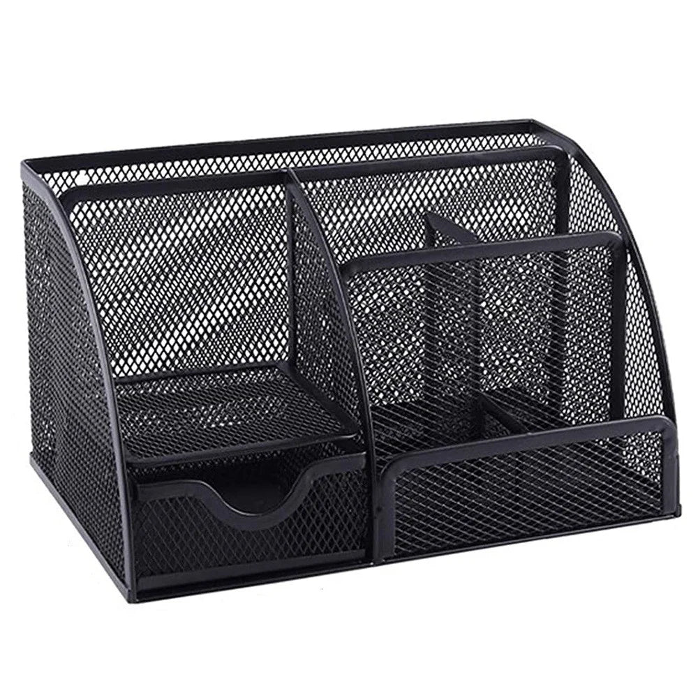 Note Paper Organizer and Pencil Holder Metal Mesh Drawer Organizer for Office Desk - Black - 2