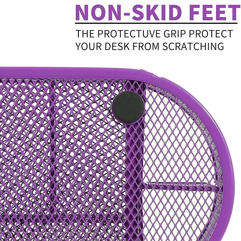 Mesh Desk Organizer 9 Compartments Pen Holder Multifunctional Makeup Brush Scissor Storage Holder Office Stationery - Rose - 2