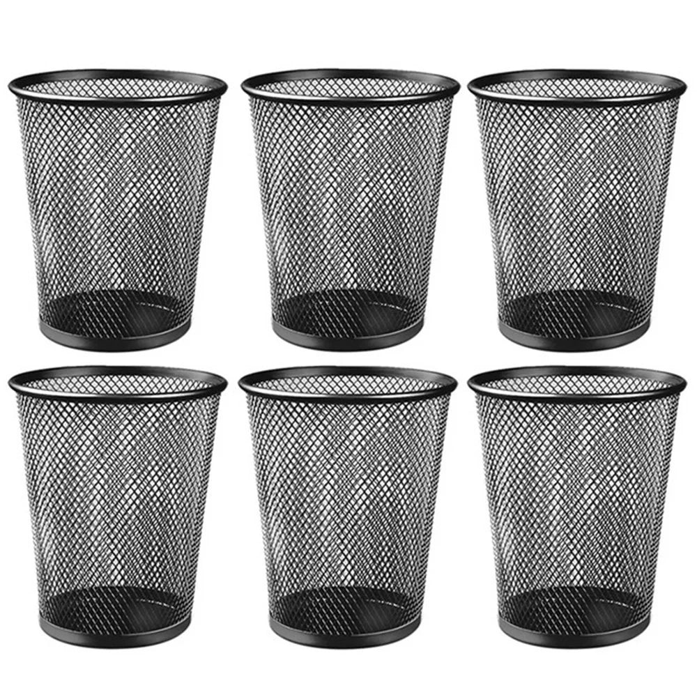 6PCS Size S Rustproof Mesh Pen Holders Pencil Holders Office Supplies Desk Organizer Makeup Brush Holders - Black - 2