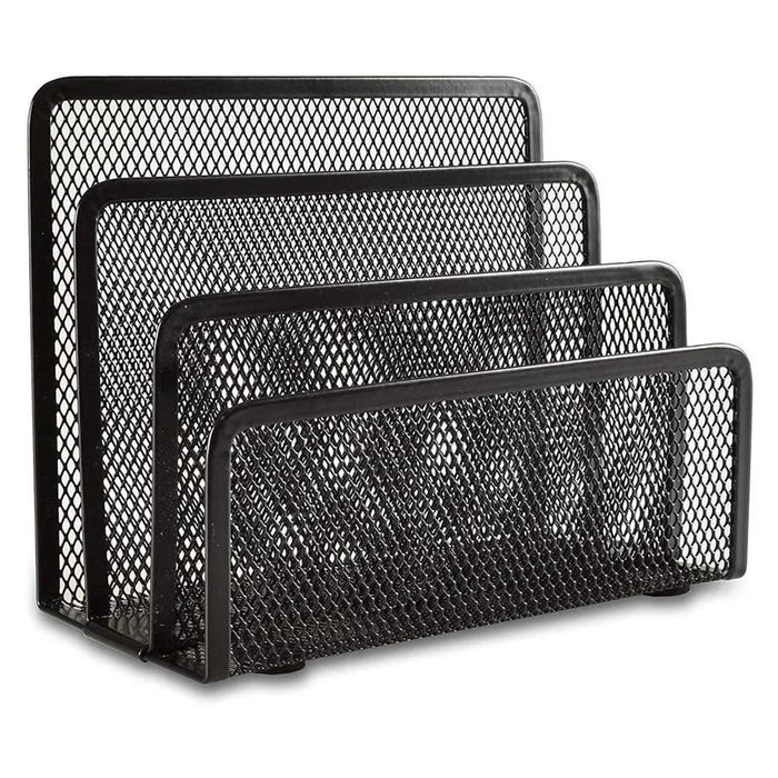 Office Letter Sorter Metal Mesh Desktop File Organizer with 3 Vertical Upright Compartments - 2