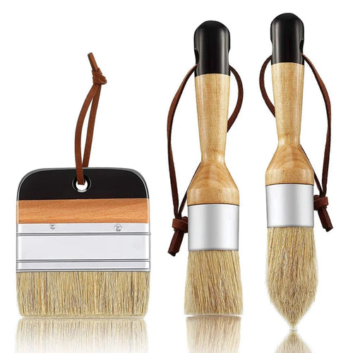 3Pcs / Set for Wood Furniture Home Wall Decor Chalk and Wax Paint Brush Bristle Stencil Brushes - 1